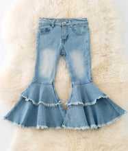 Load image into Gallery viewer, Girls Light Blue Bell Bottom Jeans

