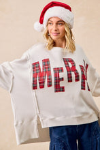 Load image into Gallery viewer, Christmas Plaid Merry Lettering Sweatshirt
