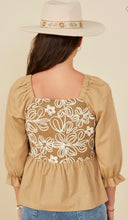 Load image into Gallery viewer, Taupe Floral Peplum Top
