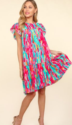 Fuchia/Teal Abstract Dress