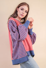 Load image into Gallery viewer, Coral Oversized Striped Casual Knit Top
