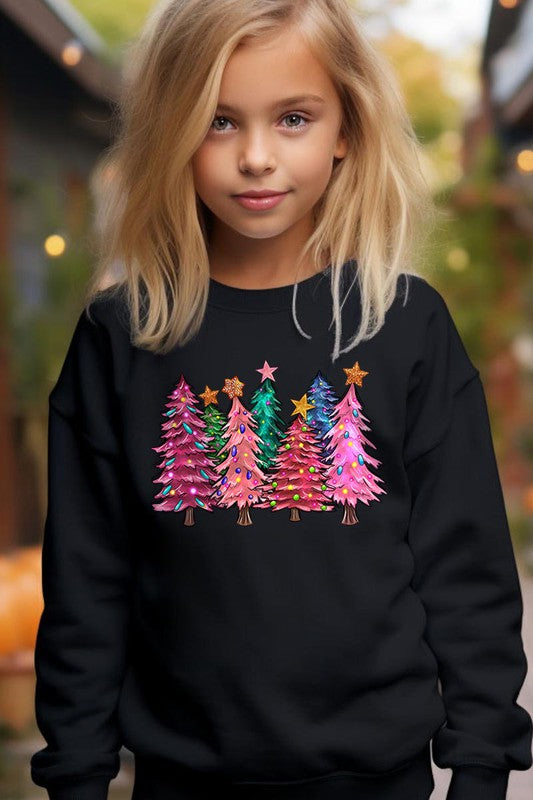 Black Merry Christmas Kid Fleece Sweatshirt