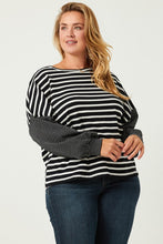 Load image into Gallery viewer, Black Contrast Stripe Knit Top
