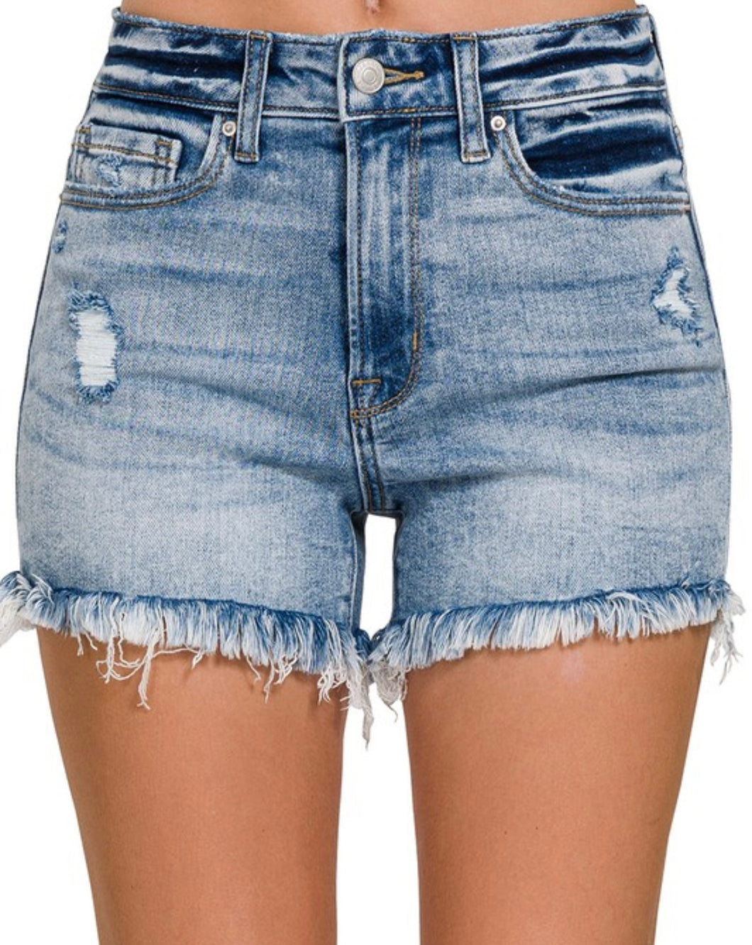 Zenana Medium Distressed Shorts