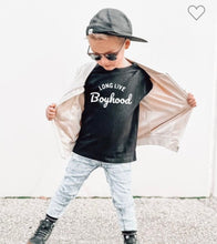 Load image into Gallery viewer, Boys Black Long Live Boyhood Tee
