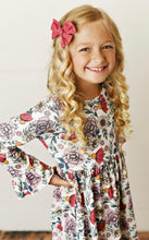 Load image into Gallery viewer, Girls Rust Fall Floral Print Twirl Dress
