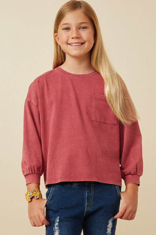 Girls Magenta Knit Top
