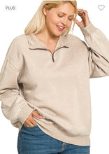 Load image into Gallery viewer, Ash Mocha Acid Washed Half Zip Pullover
