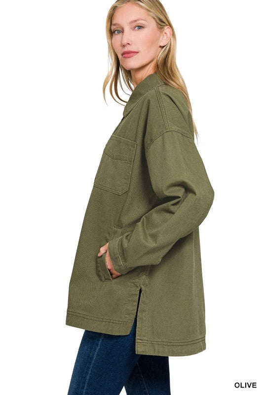 Olive Oversized Shacket
