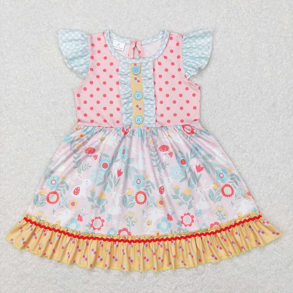 Girls Pink Floral Easter Dress