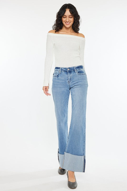 KanCan Mid Rise Wide Flare Jeans