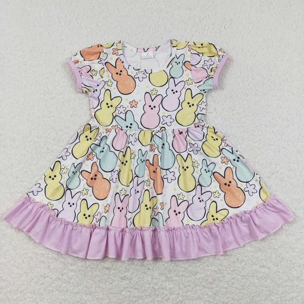 Girls Lavendar Bunny Floral Easter Dress