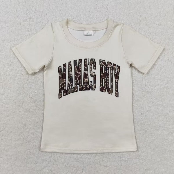 Off White and Camo Mama's Boy Tee