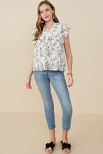 Load image into Gallery viewer, Women&#39;s Botanical Embroidered V Neck Ruffled Tank
