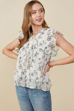 Load image into Gallery viewer, Women&#39;s Botanical Embroidered V Neck Ruffled Tank
