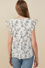 Load image into Gallery viewer, Women&#39;s Botanical Embroidered V Neck Ruffled Tank
