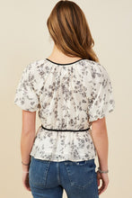 Load image into Gallery viewer, Double Bow Detail Textured Floral Top
