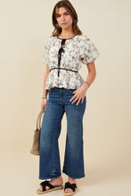 Load image into Gallery viewer, Double Bow Detail Textured Floral Top

