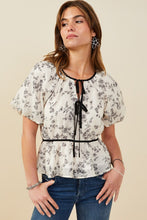 Load image into Gallery viewer, Double Bow Detail Textured Floral Top
