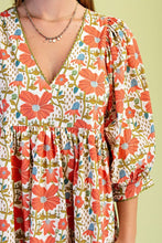 Load image into Gallery viewer, Coral Floral Print Mini Dress
