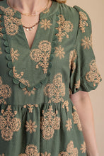 Load image into Gallery viewer, Olive Mix Tiered Mini Dress
