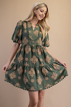 Load image into Gallery viewer, Olive Mix Tiered Mini Dress
