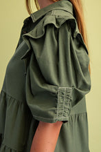 Load image into Gallery viewer, Olive Linen Button Up Shirt Dress
