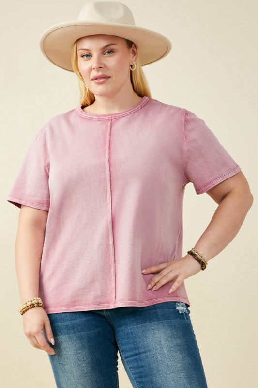 Mauve Raw Edge Detail Top