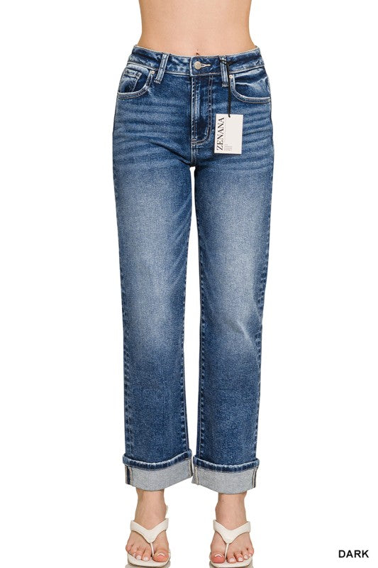 Zanana Cuffed Straight Jeans