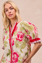 Load image into Gallery viewer, Floral Printed Woven Contrast Edge Ruffled Blouse
