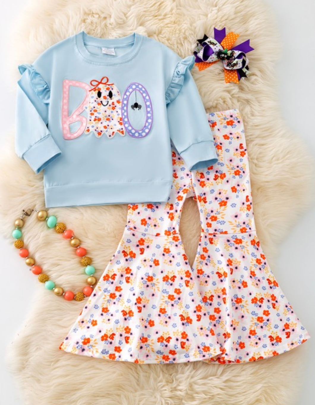 Girls Boo Top and Floral Bottoms