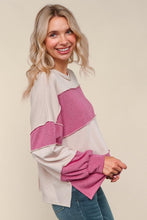 Load image into Gallery viewer, Taupe and Magenta Color Block Top

