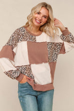 Load image into Gallery viewer, Rib Cable Knit Leopard Pullover Knit Top
