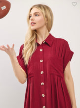 Load image into Gallery viewer, Burgundy Botton Front Dress
