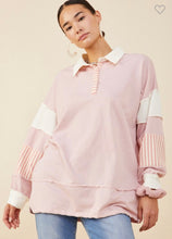 Load image into Gallery viewer, Pink Blocked Knit Rugby Shirt
