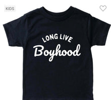 Load image into Gallery viewer, Boys Black Long Live Boyhood Tee
