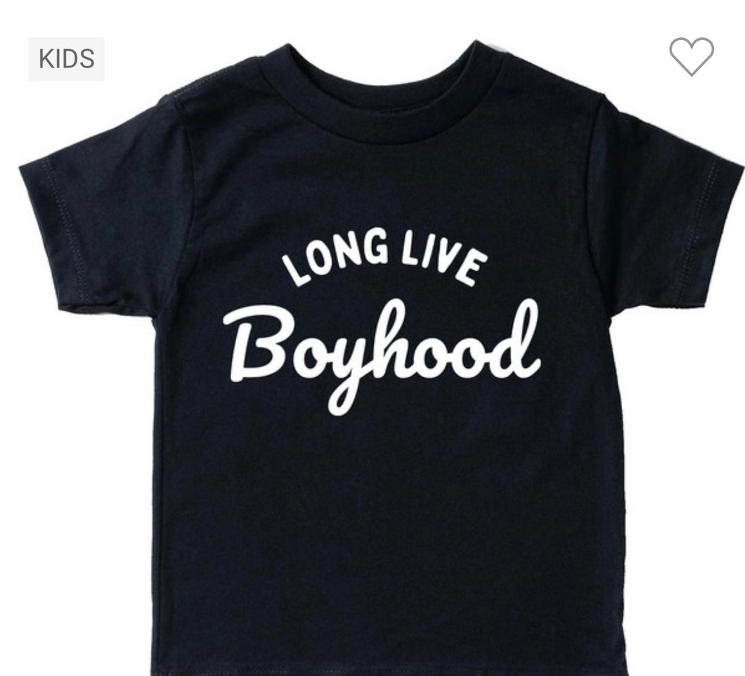 Boys Black Long Live Boyhood Tee