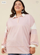 Load image into Gallery viewer, Pink Blocked Knit Rugby Shirt
