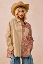 Load image into Gallery viewer, Bow Print Block Stripes Shirt Top
