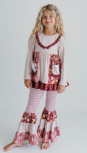 Load image into Gallery viewer, Girls Beige Floral Bell Bottom Set
