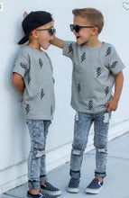 Load image into Gallery viewer, Boys Grey Lightening Bolt Tee
