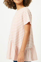 Load image into Gallery viewer, Girls Mauve Striped Tunic Tee
