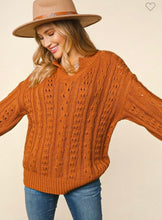 Load image into Gallery viewer, Rust Cable Knit Sweater
