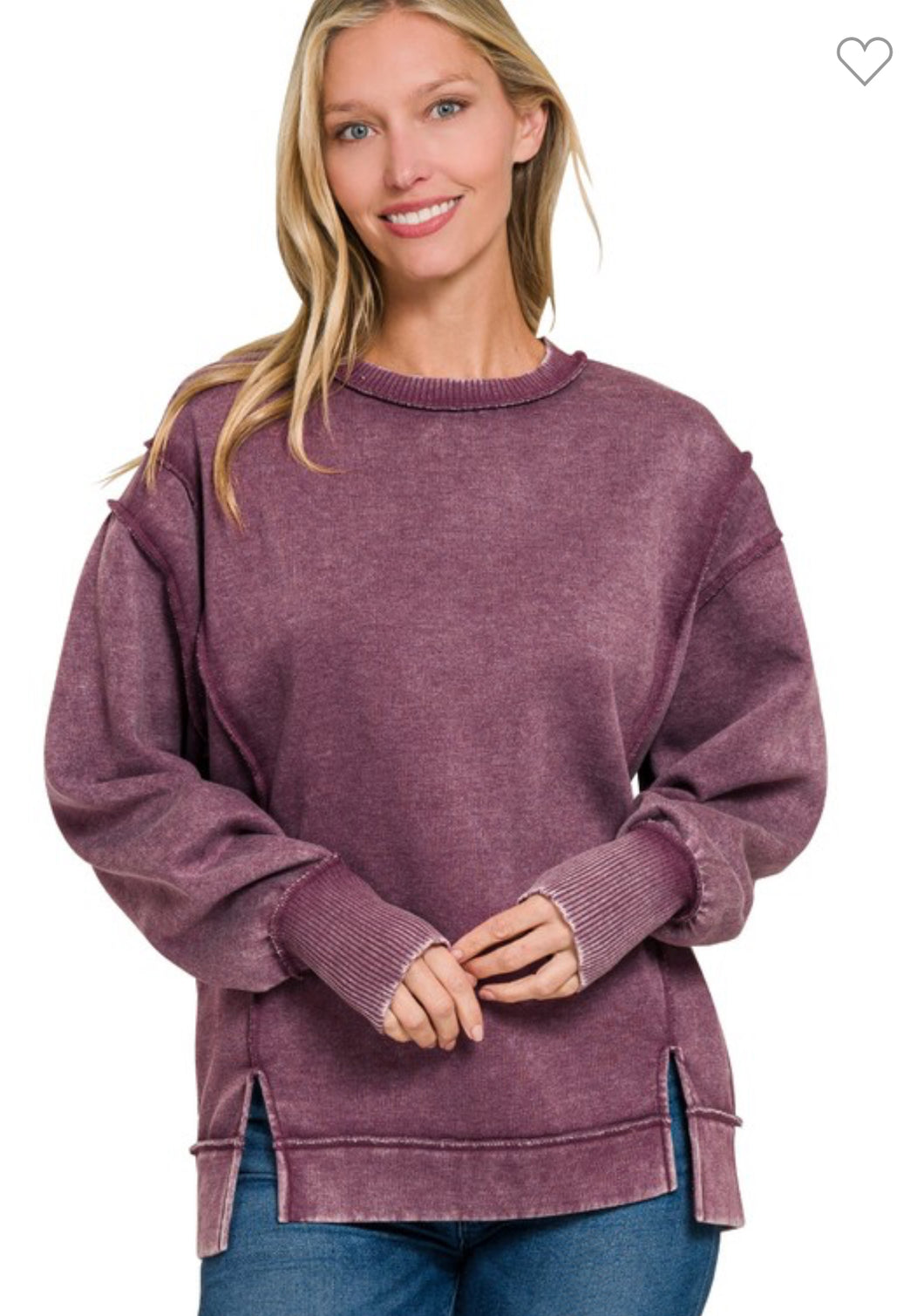 Eggplant Acid Washed Sweatshirt