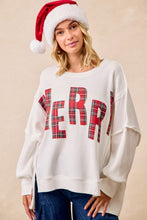 Load image into Gallery viewer, Christmas Plaid Merry Lettering Sweatshirt
