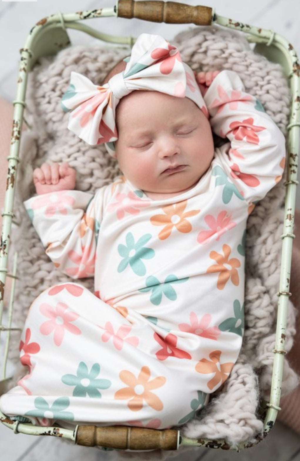 Infant Girls Flower Power Baby Gown And Headband