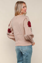 Load image into Gallery viewer, Taupe Floral Sweater Knit Top
