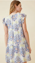Load image into Gallery viewer, Blue Mandala Print Ruffled Dress
