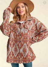Load image into Gallery viewer, Rust/Grey Aztec Shacket
