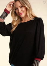 Load image into Gallery viewer, Black Bubble Long Sleeve Top
